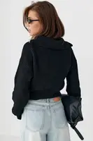 Короткий в'язаний кардиган на блискавці - чорний колір, ONE SIZE