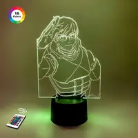 3D ночник "Тенья Иида" (УВЕЛИЧЕННОЕ ИЗОБРАЖЕНИЕ)+ пульт ДУ + сетевой адаптер + батарейки (3ААА)  3DTOYSLAMP