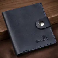 Недорогое портмоне вертикальное мужское кожаное SHVIGEL 16220 Синее