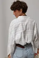 Сорочка в клітинку з вишитим написом на кишені - синій цвет, ONE SIZE