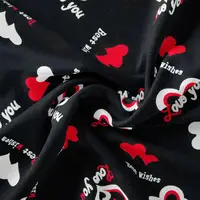 Ткань штапель Бренди Love you чорний, Написи