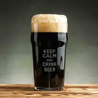 Бокал для пива "Keep calm and drink beer", английский, Деревянная подарочная коробка с гравировкой