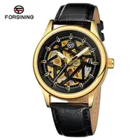 Стильний наручний чоловічий годинник Forsining Black Arrow Skeleton