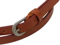 Вузький жіночий ремінь шкіряний Skipper карамельний 1,5 см