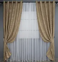 Комплект (2шт. 1,5х2,5м.) штор на люверсах, жакард "Sultan YL". Колір медово-золотистий. Код 1205ш 37-0061