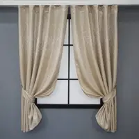 Комплект (2шт. 1,3х1,7м.) коротких жаккардовых штор, коллекция "Саванна". Цвет темный беж. Код 523ш 35-0014