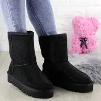 Женские замшевые угги с камнями Fashion Teaser 1332 36 размер 23 см Черный