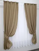 Кухонний комплект (265х170см.), шторки і тюль з підхватами. Колір капучино з білим. Код 117к 52-0723