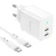 Адаптер сетевой BOROFONE Type-C to Type-C cable Reacher dual port charger set BN9 |2Type-C, 35W/3A, PD/QC|