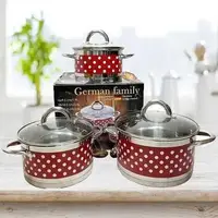 Набор кастрюль для кухни German Family (6 предметов) КРАСНЫЙ ГОРОХ