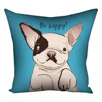 Подушка c принтом габардиновая Be happy! 50x50 (5P_DOG011)