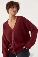 В'язаний вільний кардиган на ґудзиках - бордо цвет, ONE SIZE (є розміри)