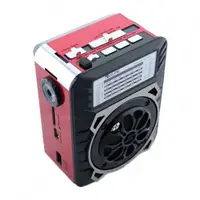 Радіоприймач Golon RX-9133 USB microSD з ліхтариком Чорний з червоним