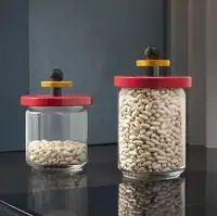 Банка для хранения Alessi из стекла 750 мл с красной крышкой из дерева