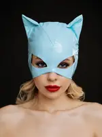 Лакована блакитна маска кішки Маска кішки з еко-шкіри блакитна.