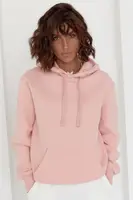Жіноче тепле худі з кишенею спереду - пудра цвет, L/XL