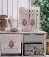 Набор Турецких Махровых Полотенец Gulcan Henna 1 Слоновая Кость