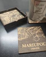 Підставка під гаряче Маріуполь (набір 4 шт + коробка) 10*10 см Гранд Презент 091 реал