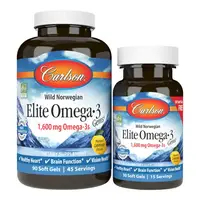 Жирные кислоты Carlson Labs Wild Norwegian Elite Omega 3 Gems, 90+30 капсул Лимон
