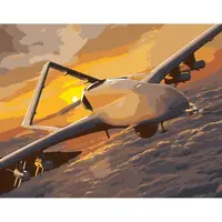 Картина по номерам Strateg ПРЕМИУМ Байрактар среди облаков размером 40х50 см (DY260)