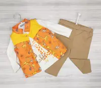 Костюм-тройка для мальчика Giraffe оранж 1728 розмір 6-9 міс