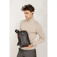 Кожаный мужской рюкзак (сумка-слинг) на одно плечо Chest Bag черный