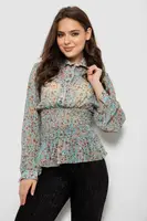 Блуза женская с принтом шифоновая, цвет голубой, 230R1502