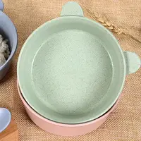 Тарілка з ложкою Lesko A228 Panda Green з пшеничної соломи для дітей