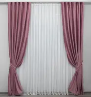 Комплект (2шт. 1,5х2,75м.) штор із тканини оксамит (бархат). Колір рожевий. Код 1084ш 30-898