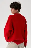 В'язана однотонна тепла кофта - червоний колір, ONE SIZE