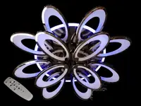 Потолочная люстра с диммером и LED подсветкой, цвет чёрный хром, 200W 1673/8+4 LED 3color dimmerдне