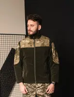 Кофта флісова чоловіча військова тактична з липучками під шеврони Мультикам Туреччина 7120 S хакі