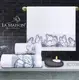 Подарочный набор полотенец с бахромой La Maison + ароматическая свеча Nola Ekru