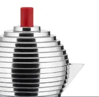 Гейзерная кофеварка 300 мл Alessi Pulcina на 6 чашек с красной ручкой
