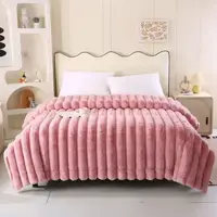 Плед Dushka Home Шиншила в смужку 21772 200х230 см рожевий