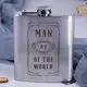 Фляга стальная "Man №1 of the world", английский, Деревянная подарочная коробка с гравировкой