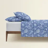 Сімейна постільна білизна сатин з простирадлом на резинці BOTANIC FLORA STORMY CS1