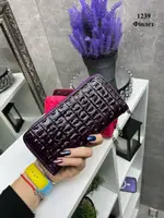 АКЦИЯ! Фиолет - женский стильный лаковый кошелек на 1 отделение с текстурой под крокодила - 19х9 см (1239)