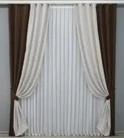 Комбіновані (2шт.1,5х2,75м.) штори з мікровелюра. Колір венге з світло-сірим. Код 014дк (748-1197ш) 10-977