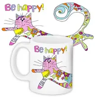 Кружка с принтом Be happy! 330 мл KR_PRI016