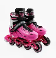 Роликовые коньки D-44 M Best Roller колеса PU светятся. Pink (размер 34-38) (169998)