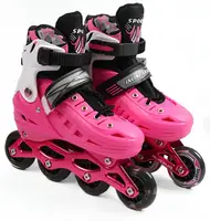 Роликовые коньки Best Roller 71-223 M колеса PU светятся. Pink and Black (размер 34-38) (186953)