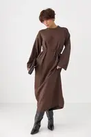 Довга в'язана вільна сукня - коричневий цвет, ONE SIZE