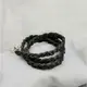 Женский кожаный браслет тонкая косичка черный