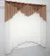 Кухонный комплект, тюль арка с ламбрекеном. Цвет молочный с коричневым. Код 025к