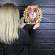 Деревянные цветные настенные часы из дерева «Пицца»