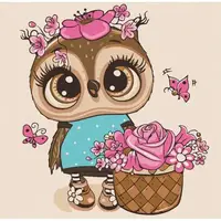 Картина за номерами "Совеня з квітами" 30х30 см