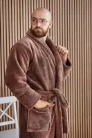 Халат Мужской махровый теплый 1022 Коричневый (2XL - 5XL) 5XL