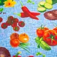 Ткань полотенечная вафельная Овощи на синем