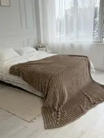 Плед Dushka Home Шарпей Смужка 4 см 21782 150х200 см коричневий